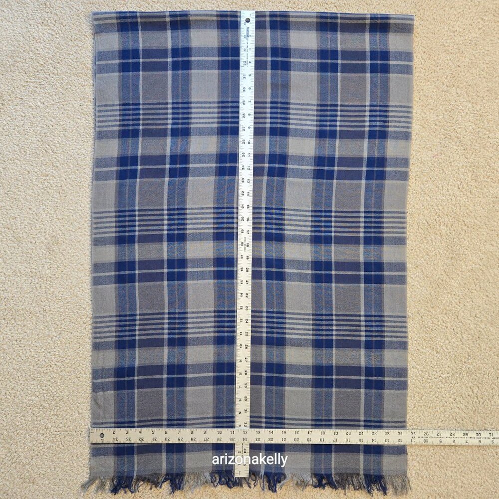Theory Scarf in Blue & Grey Plaid - Picture 3 of 7